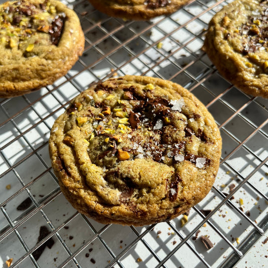 12 Salted Pistachio &  Dark Chocolate Chunk Cookies
